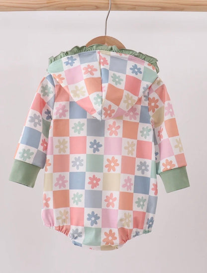 Pastel Daisy Checkerboard Hoodie Bubble