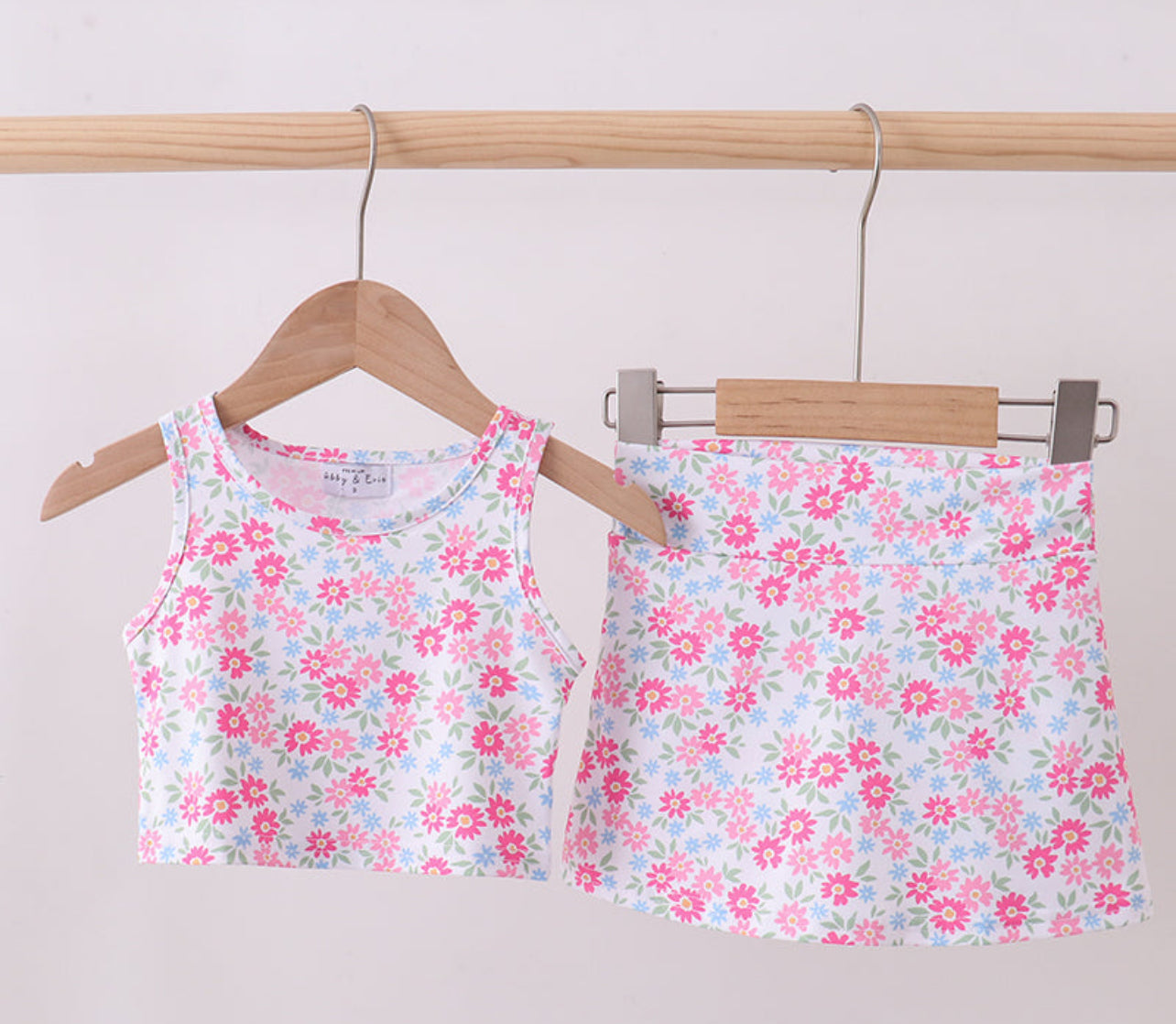 Pink Floral Active Skort Set