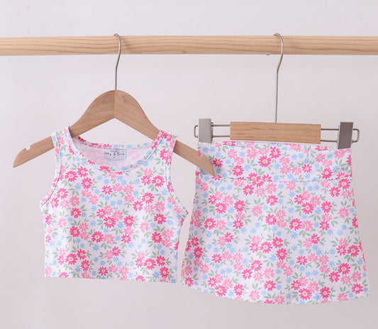 Pink Floral Active Skort Set