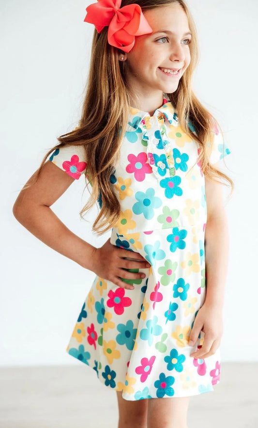 M&R Groovy Blooms S/S Polo Dress