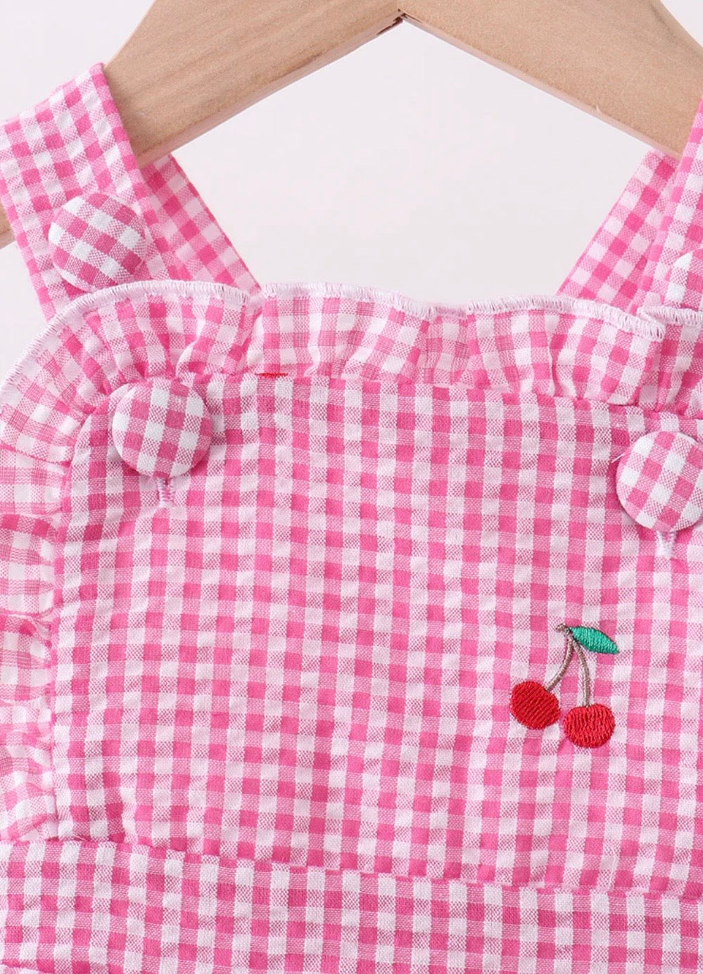 Cherry Gingham Ruffle Bubble