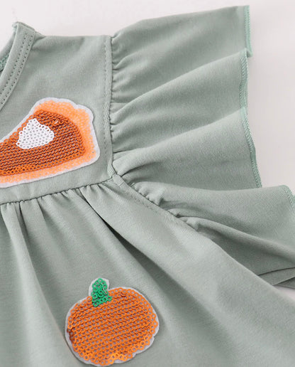 Sage Pumpkin Pie Ruffle Dress