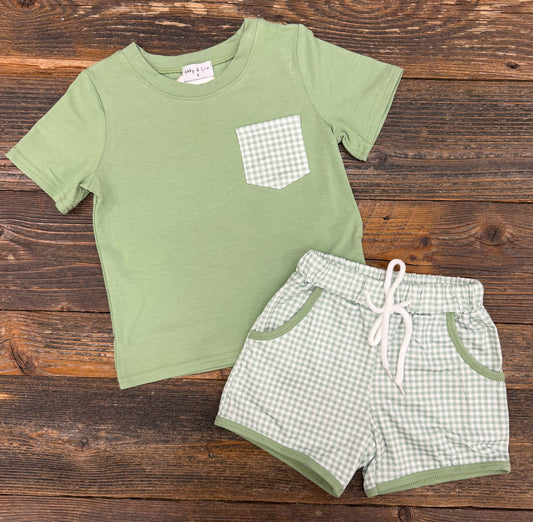 Sage Gingham Short Set