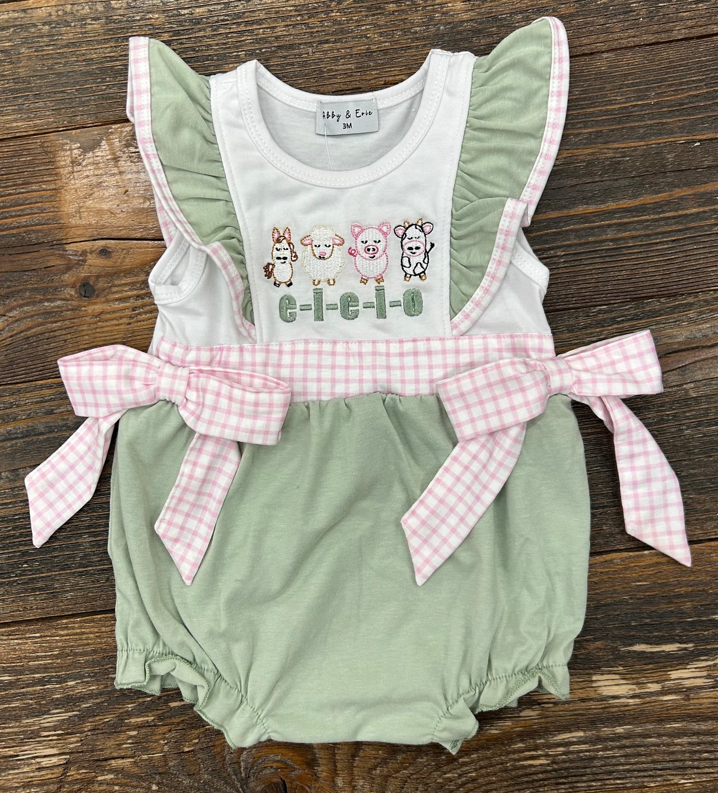 EIEIO Embroidered Bow Bubble