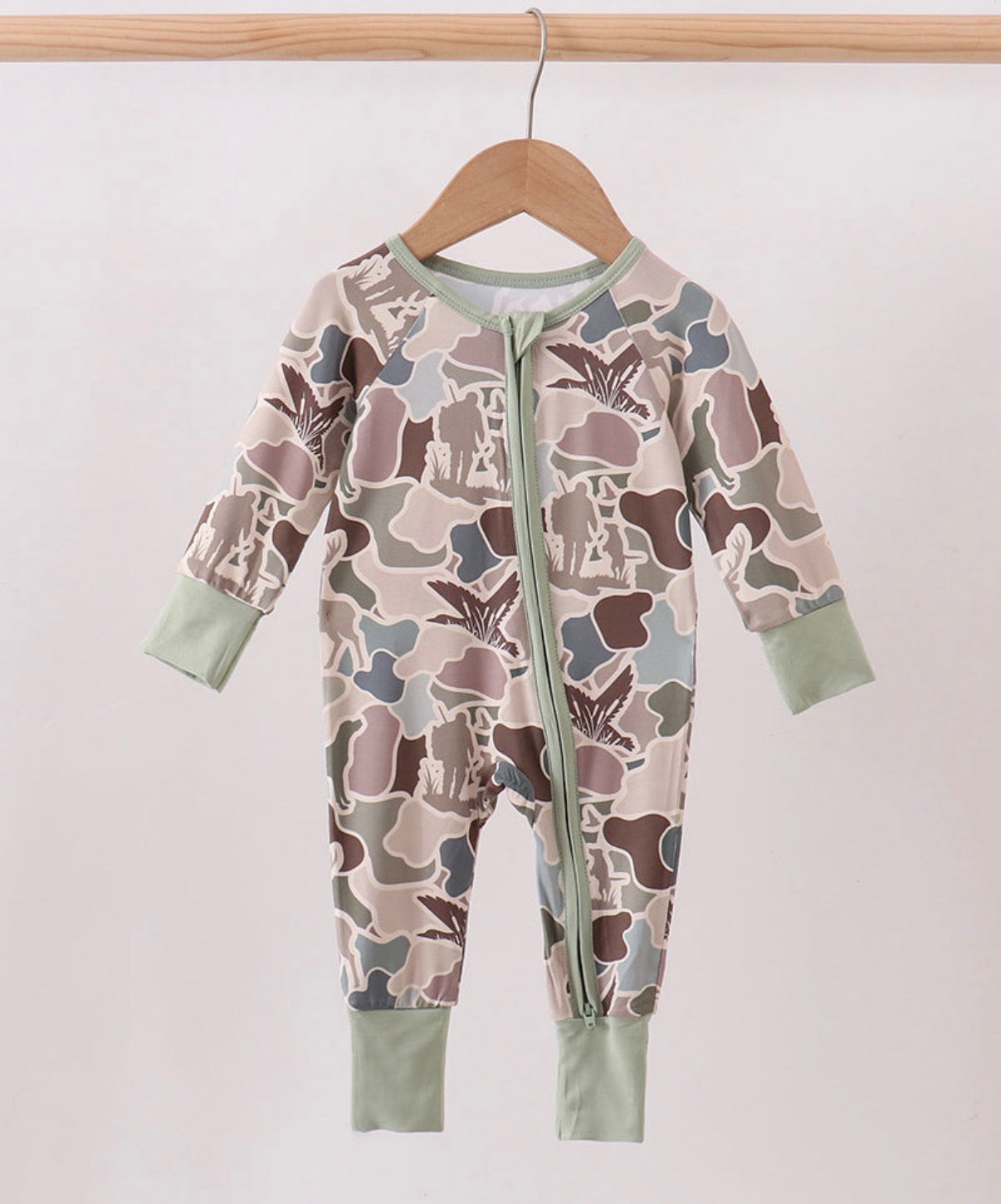 Camouflage Hunting bamboo Zipper Romper