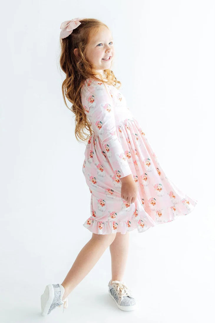 M&R Storybook Santa L/S Ruffle Twirl Dress