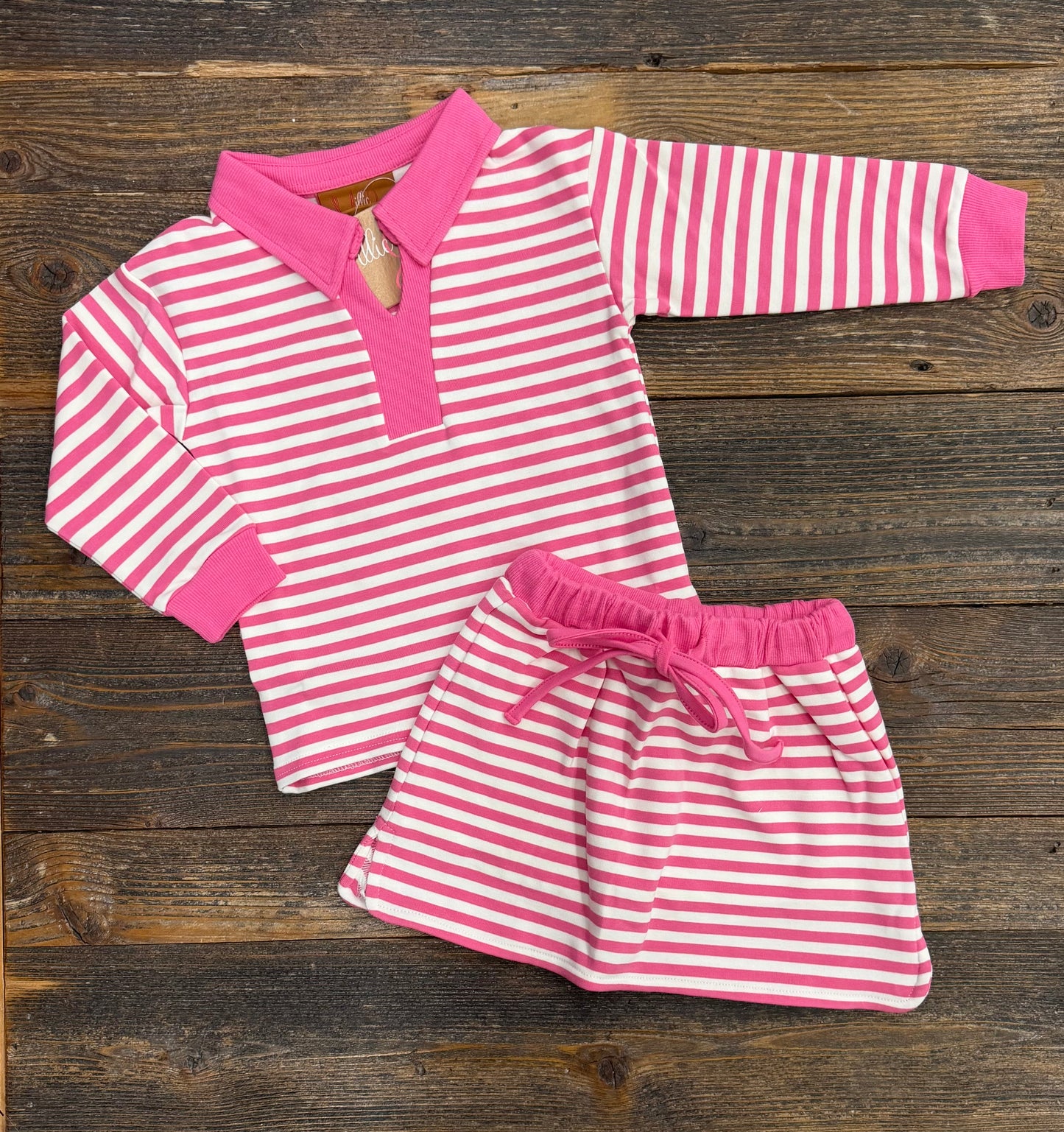 Millie Jay Isabelle Skort Set -Pink Stripe (617)