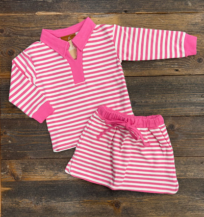 Millie Jay Isabelle Skort Set -Pink Stripe (617)