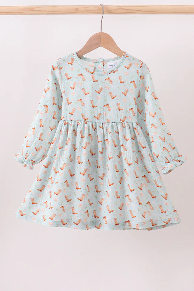Mint Boot Ruffle Dress