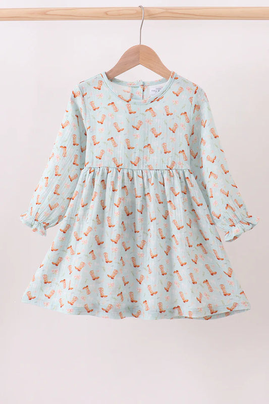Mint Boot Ruffle Dress