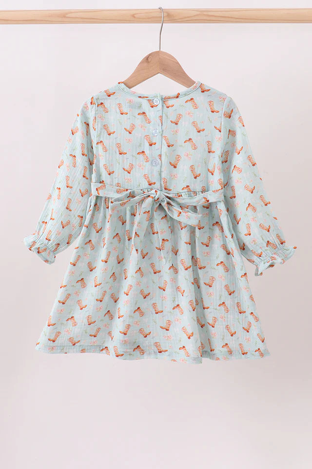 Mint Boot Ruffle Dress