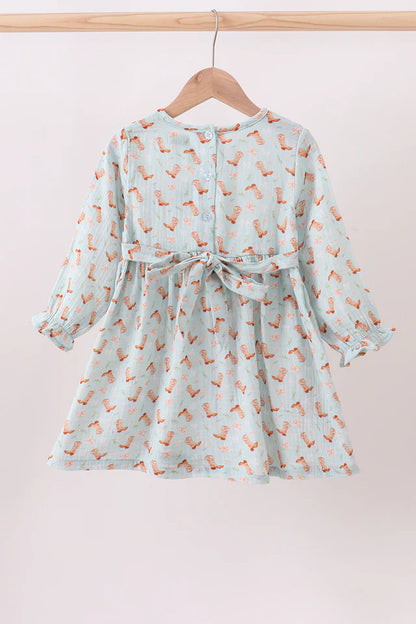 Mint Boot Ruffle Dress