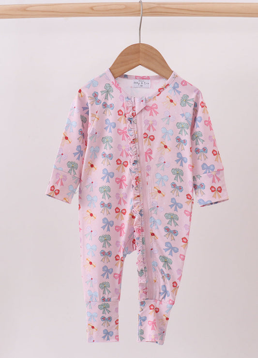 Whimsical Bows Ruffle Bamboo Romper