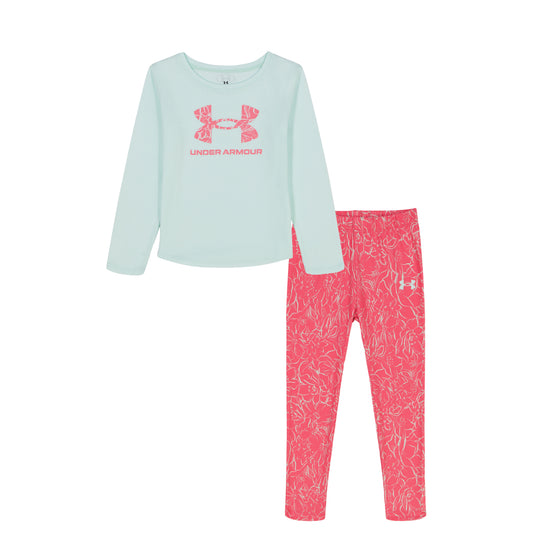 Under Armour Seaglass Blue Longsleeve & Floral Grain Multi Legging