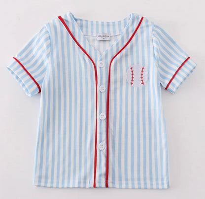Baseball Embroidered Button Down Jersey