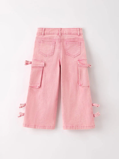 Pink Wide Leg Denim Pants