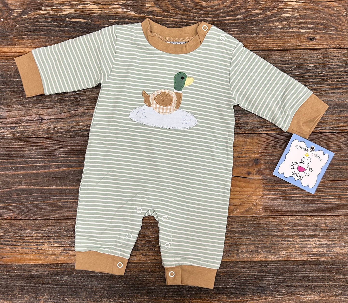 Three Sisters Duck Applique Boys Romper