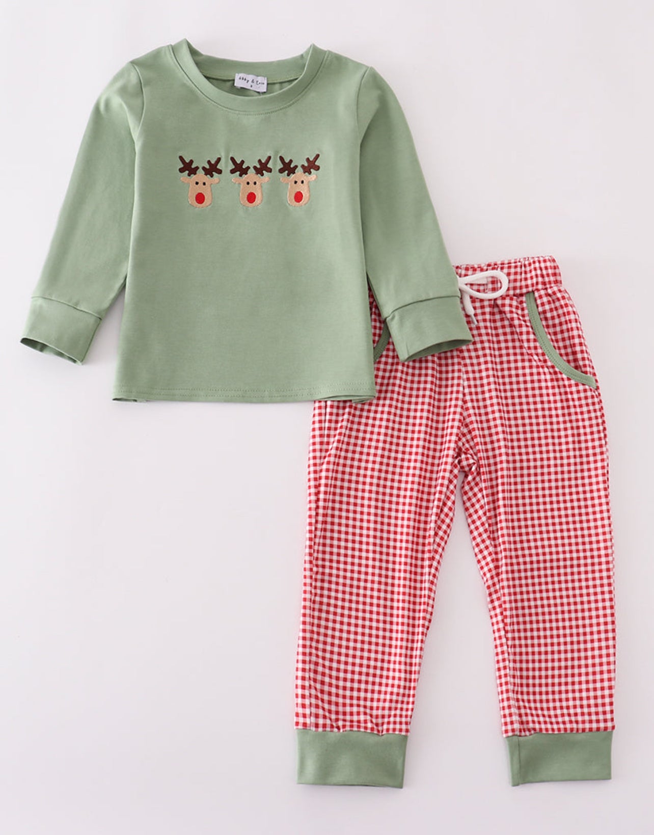 Reindeer Embroidered Pant Set