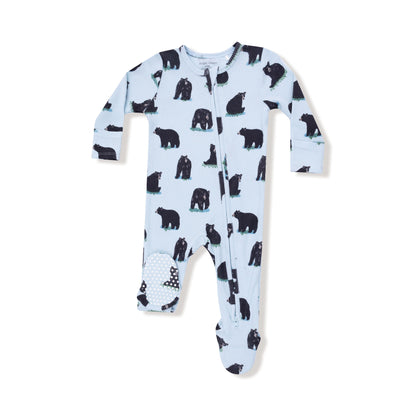 Angel Dear Black Bears Waffle 2 Way Zipper Footie