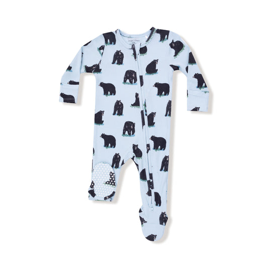 Angel Dear Black Bears Waffle 2 Way Zipper Footie
