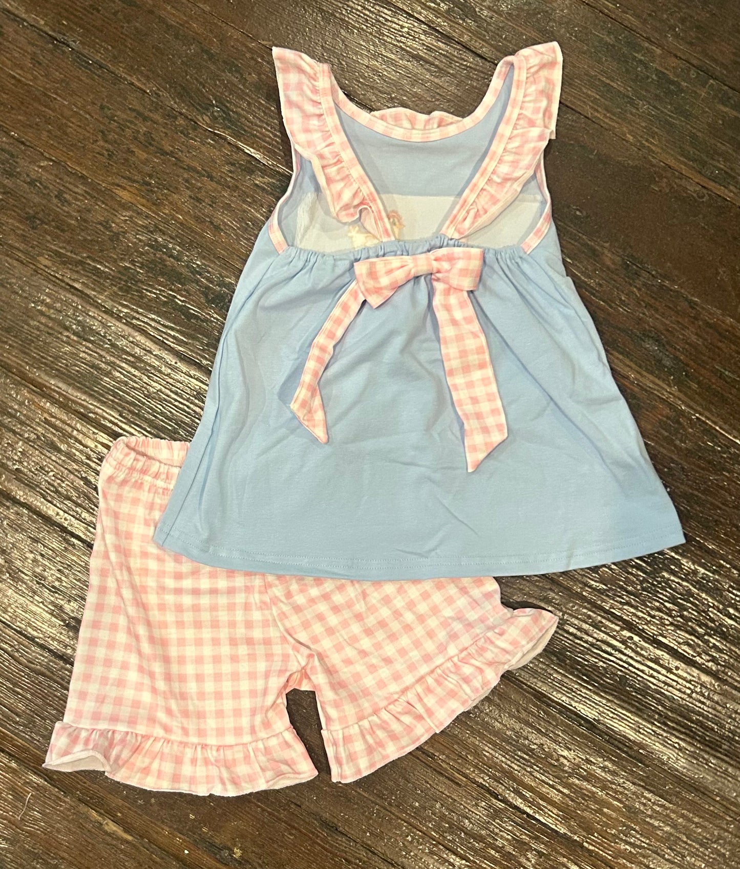 Blue Tractor Ruffle Short Set