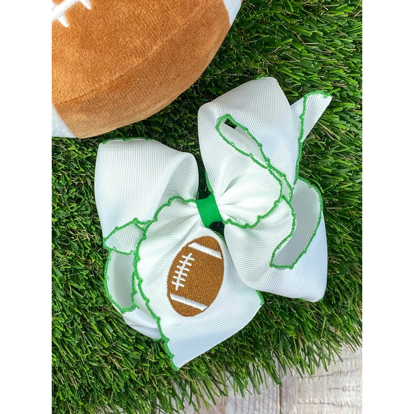 Embroidered Football Bow