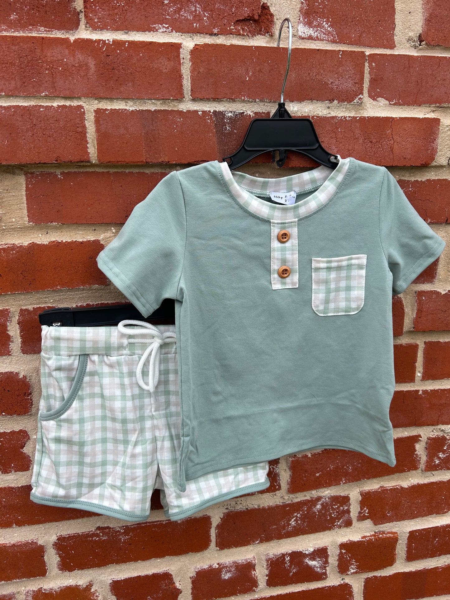 Sage Plaid Short Set