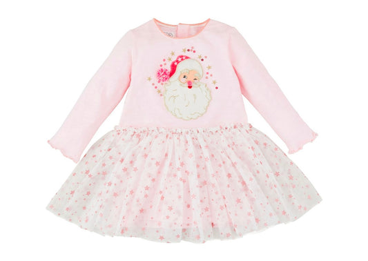 Mudpie Pink Santa Mesh Dress