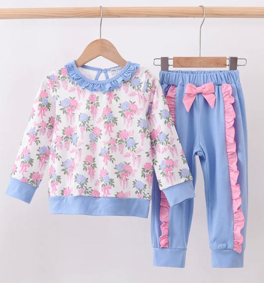 Blue Floral Jogger Set