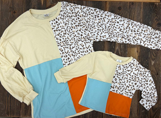 Leopard Colorblock Top