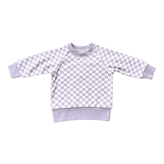 Baby Sprouts Lavender Cloud Checkered Fleece Sweatshirt