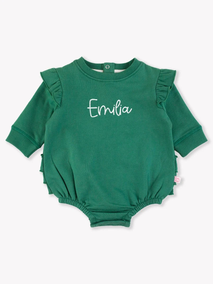 RuffleButts Sweatshirt Bubble Romper