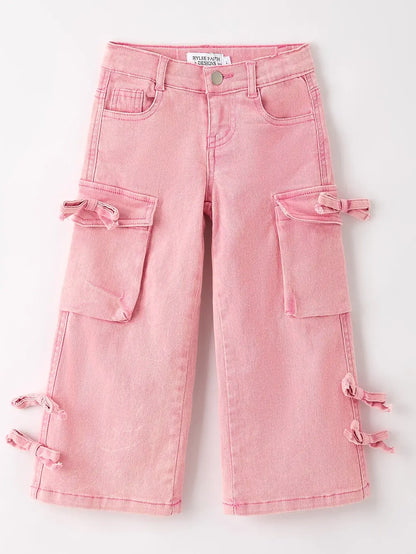 Pink Wide Leg Denim Pants