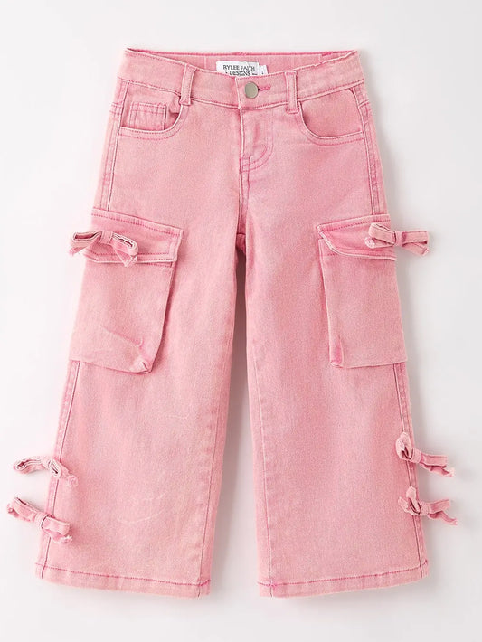 Pink Wide Leg Denim Pants