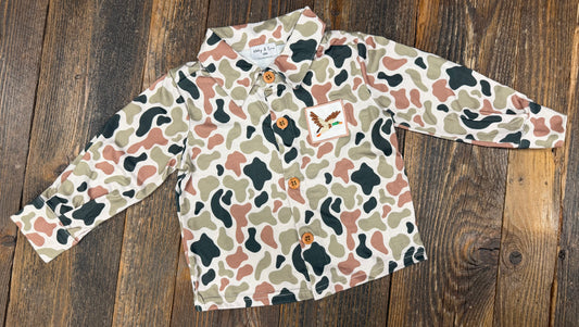 Camo Duck Embroidered Button Down Shirt
