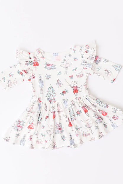 MR Clara's Christmas Twirl Flutter Bodysuit