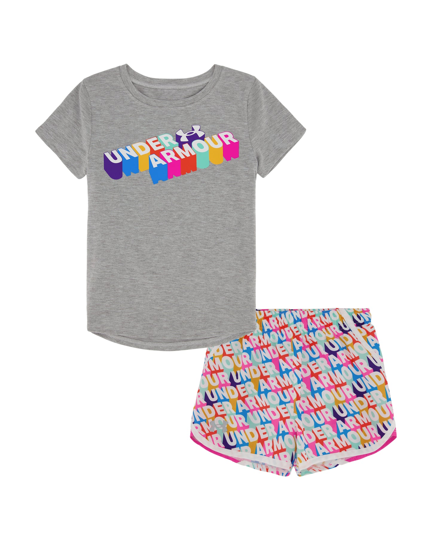 Under Armour Mod Heather Gray & Bright Lights Logo Short Set