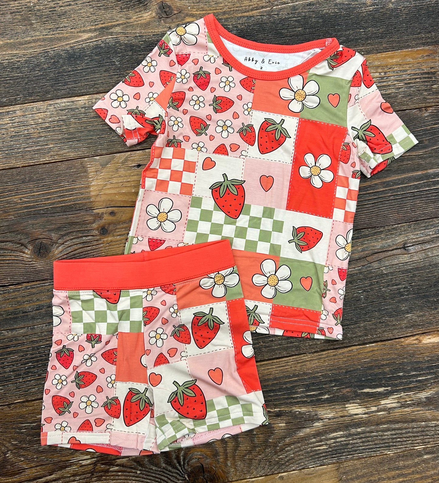 Strawberry Checkered Bamboo Lounge Set