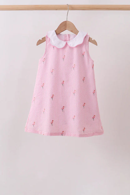 Seersucker Flamingo Dress
