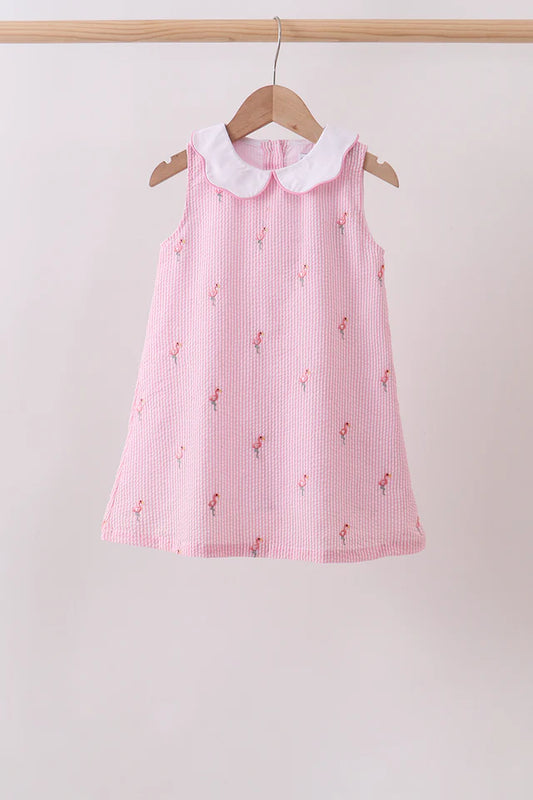 Seersucker Flamingo Dress