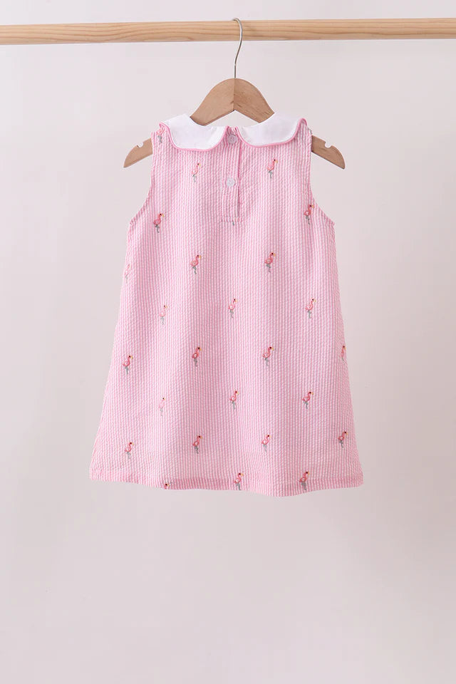 Seersucker Flamingo Dress