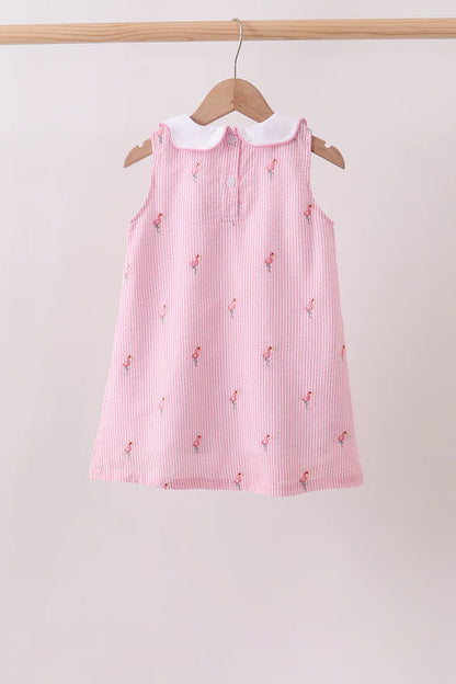 Seersucker Flamingo Dress