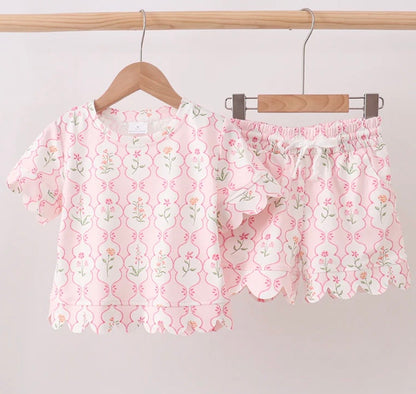 Floral Scallop Short Set