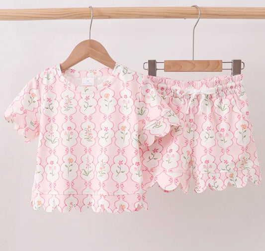 Floral Scallop Short Set