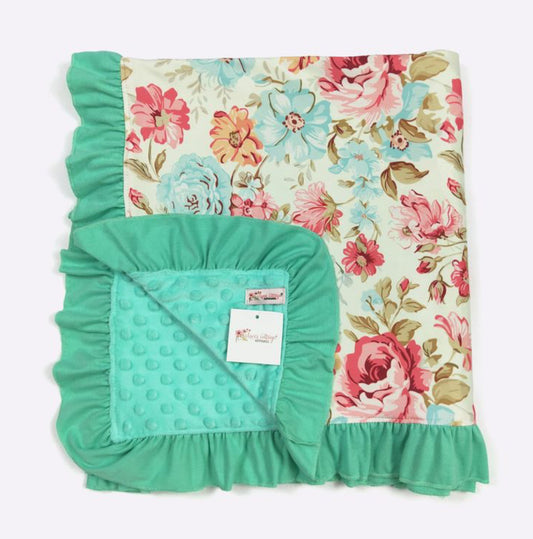 CC Wallflower Mint Ruffle Blanket