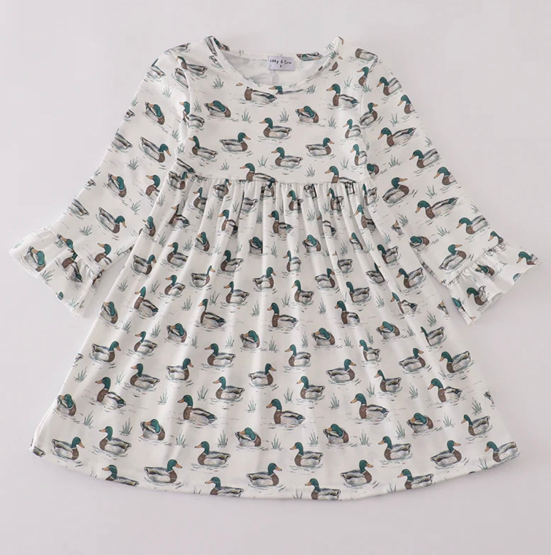 Green Duck Ruffle Dress