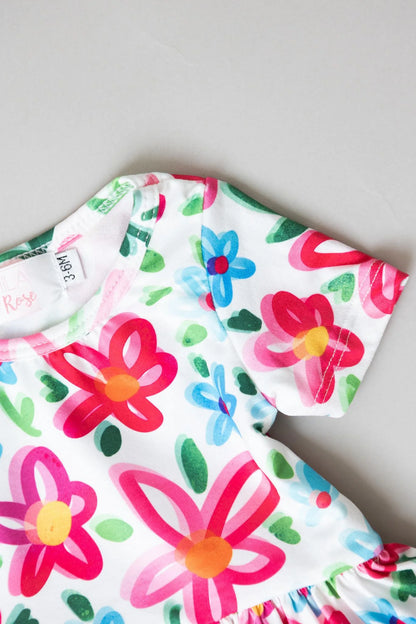 MR Neon Floral S/S Twirl Bodysuit