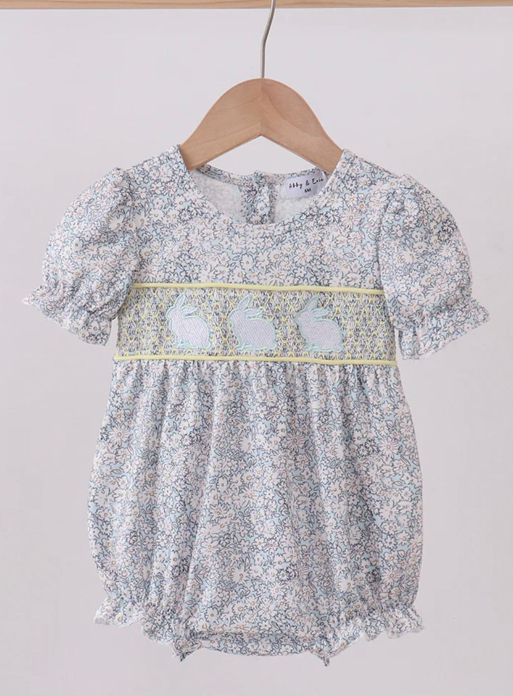 Floral Smocked Bunny Bubble