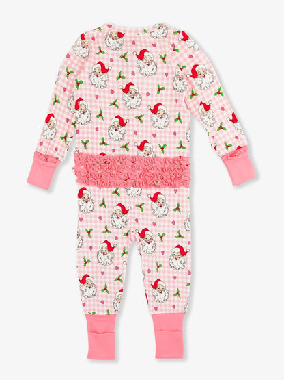 RuffleButts Dear Santa Ruffle One Piece Convertible Pajama