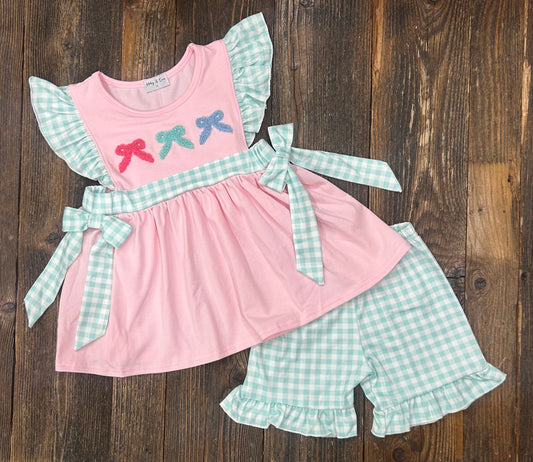 Pink Trio Bow Short Set